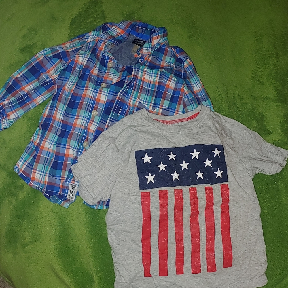 Oshkosh button up and jumping bean t shirt